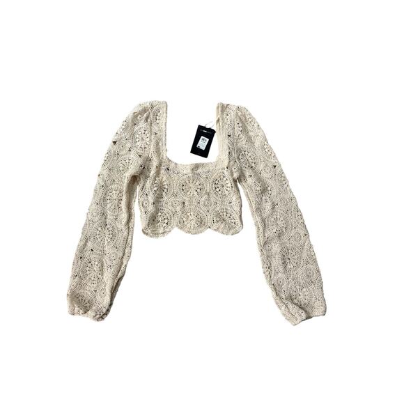 Fashion Nova Tan Lace Crop Top - NWT- Size XS - Picture 1 of 3